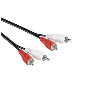 Audio Kabel, 2x Tulp, Zwart, 15m / Laatste voorraad