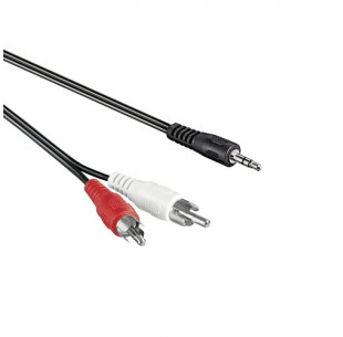 Audio Kabel, 3.5mm Jack - 2x Tulp, Zwart, 5m / Laatste voorraad