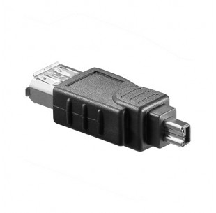 FireWire Adapter, 4-pin male - 6-pin female, Zwart / Laatste voorraad