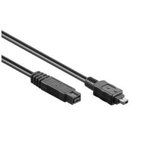 FireWire Kabel, 9-pin - 4-pin, Zwart, 2m / Laatste voorraad