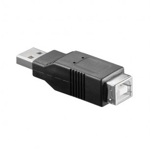 USB 2.0 Adapter, USB-A female - USB-B male, Zwart