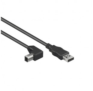 USB 2.0 Kabel, A - B Haaks, Zwart, 2m