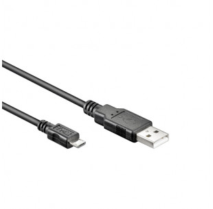USB 2.0 Kabel, A - microB, Zwart, 0.5m