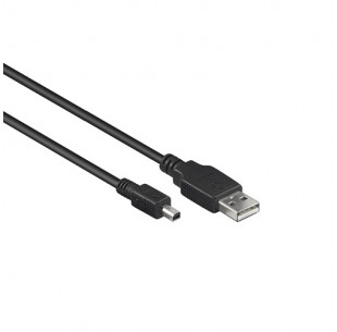 USB 2.0 Kabel, A - mini 4-pin, Zwart, 2m