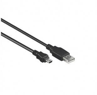 USB 2.0 Kabel, A - miniB5, Zwart, 2m