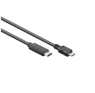 USB 2.0 Kabel, C - Micro-B male, Zwart, 1m