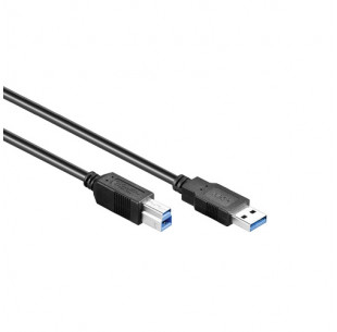 USB 3.0 Kabel, A - B, Zwart, 0.5m