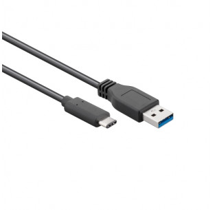 USB 3.0 Kabel, C - A male, Zwart, 1m