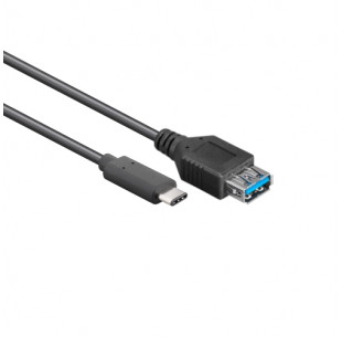 USB 3.0 Kabel, C - A female, Zwart, 0.15m