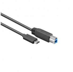 USB 3.0 Kabel, C - B male, Zwart, 1m