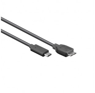 USB 3.0 Kabel, C - Micro-B male, Zwart, 1m
