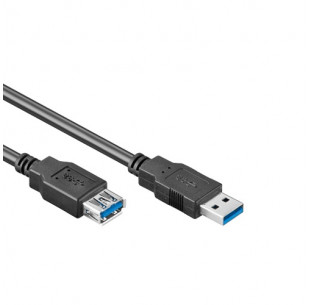 USB 3.0 Verlengkabel, A - A, Zwart, 3m