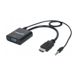HDMI - VGA & Audio Adapter, Zwart, 0.30m