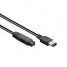 FireWire Kabel, 9-pin - 6-pin, Zwart, 2m / Laatste voorraad