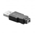 USB 2.0 Adapter, USB-A male - USB-miniB5 female, Zwart