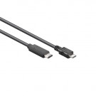 USB 2.0 Kabel, C - Micro-B male, Zwart, 1m