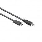 USB 2.0 Kabel, C - Mini-B male, Zwart, 1m