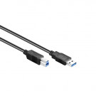USB 3.0 Kabel, A - B, Zwart, 0.5m