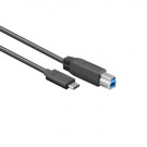 USB 3.0 Kabel, C - B male, Zwart, 1m