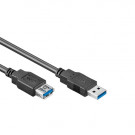 USB 3.0 Verlengkabel, A - A, Zwart, 0.5m
