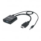 HDMI - VGA & Audio Adapter, Zwart, 0.30m